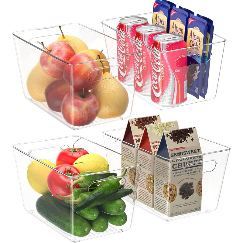 4 Pack Clear Storage Bins with Handles