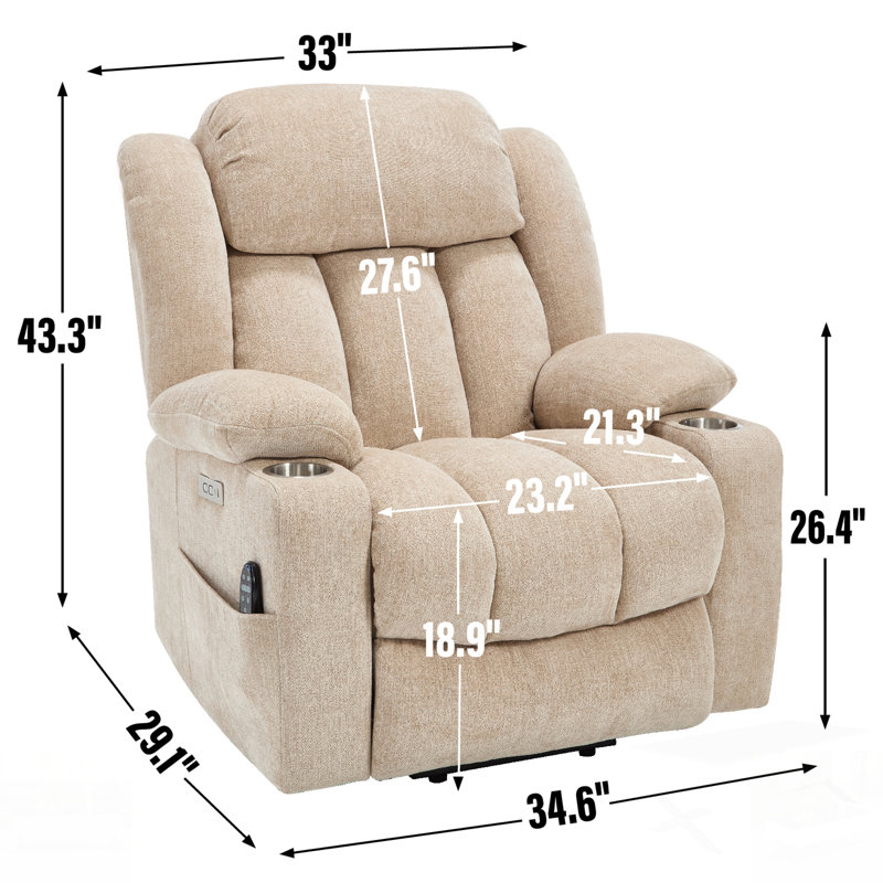Fauteuil inclinable électrique Chenille, Beige