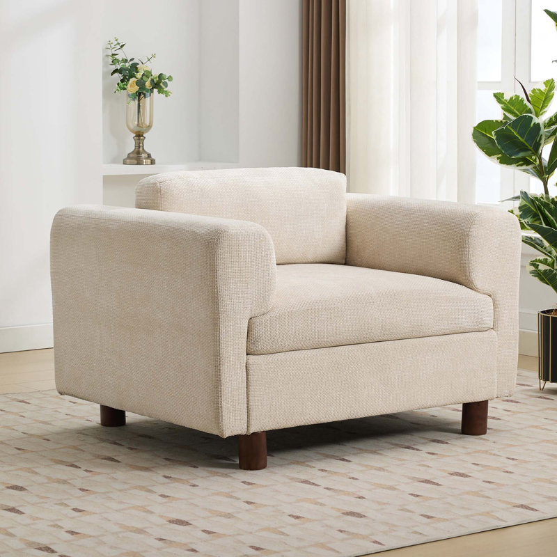 Fauteuil d'appoint moderne surdimensionné et confortable, Beige