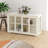 Kitchen Storage Cabinet - White With Glass Door. Constructed From Robust For Stability. 2 Sliding Doors And Adjustable Shelf Versatile Storage. Painted. Non-Slip Feet To Crafted E1 Grade Practical