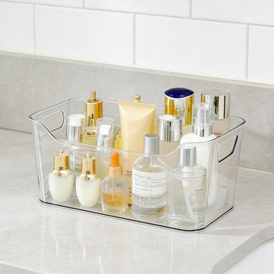 Clear Plastic Storage Bins, 12 Pack Pantry Organizers, X-Large Clear Bins With Handle For Kitchen Freezer Cabinet Closet Bathroom