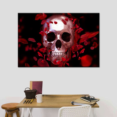 «Skeletons And Skulls Skull And Petals», reproduction sur toile