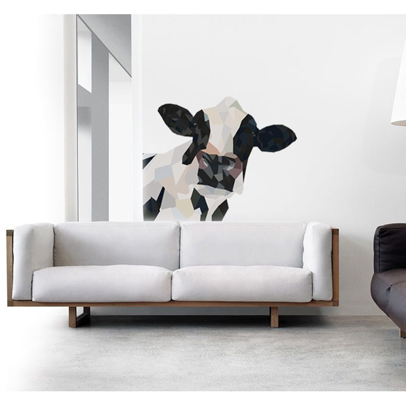 Décalcomanie murale Polygonal Cow, H 33 po x l 33 po