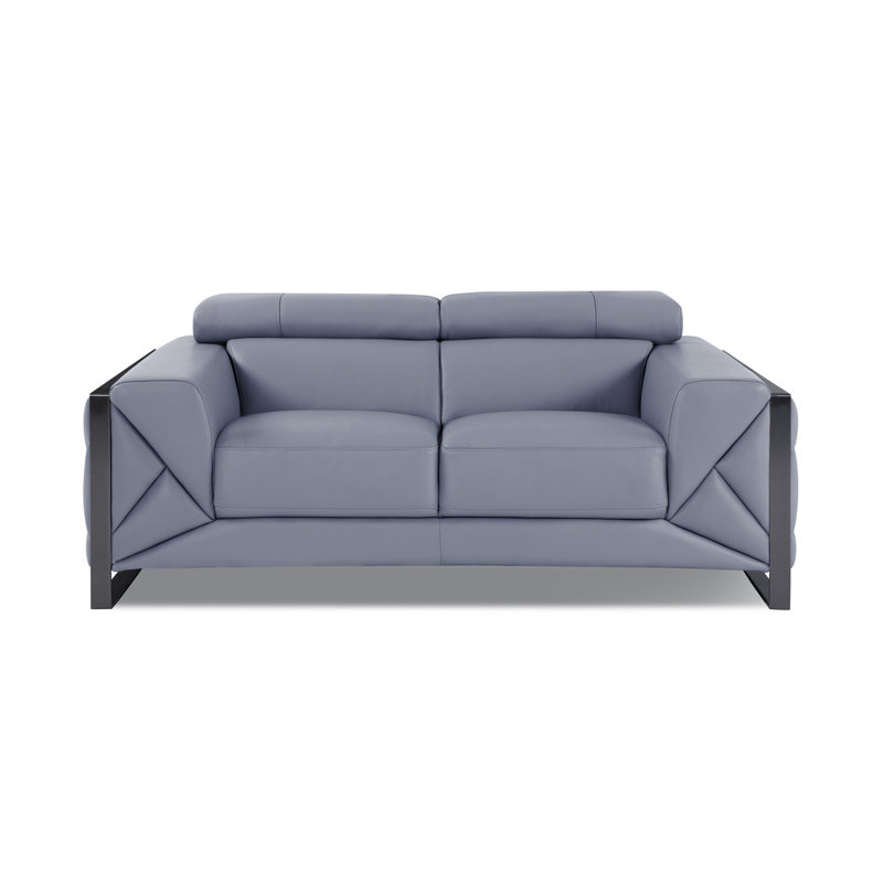 Causeuse en cuir italien Global United, Bleu clair