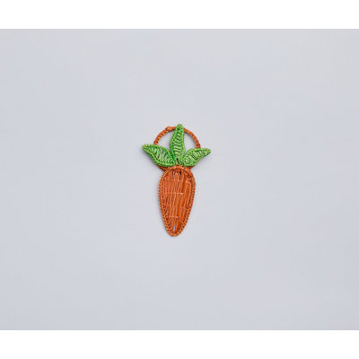 Handwoven Carrot Napkin Ring – Orange Toquilla Straw – Easter & Garden Party Table Accent
