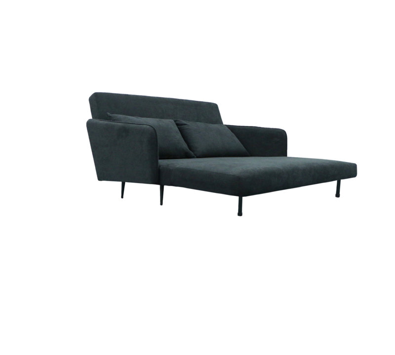 61"W Fabric Convertible Loveseat Sleeper With Pillows, Black
