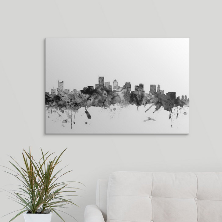 «Boston Massachusetts Skyline» par Francy, impression, H 32 po x l 48 po x P 1,5 po, Toile