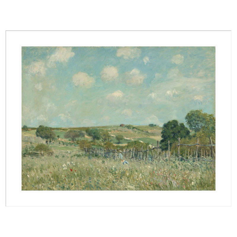 «Meadow» par Alfred Sisley - estampe numérique encadrée, H 32,78 po x l 41,5 po
