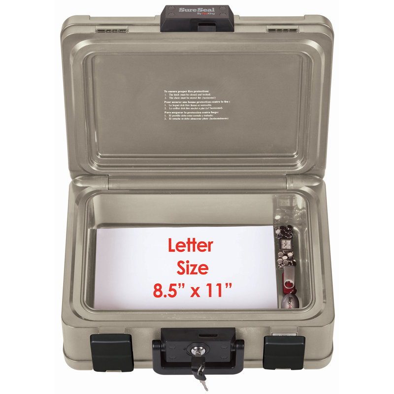 Taupe Fireproof and Waterproof Key Lock Storage Box