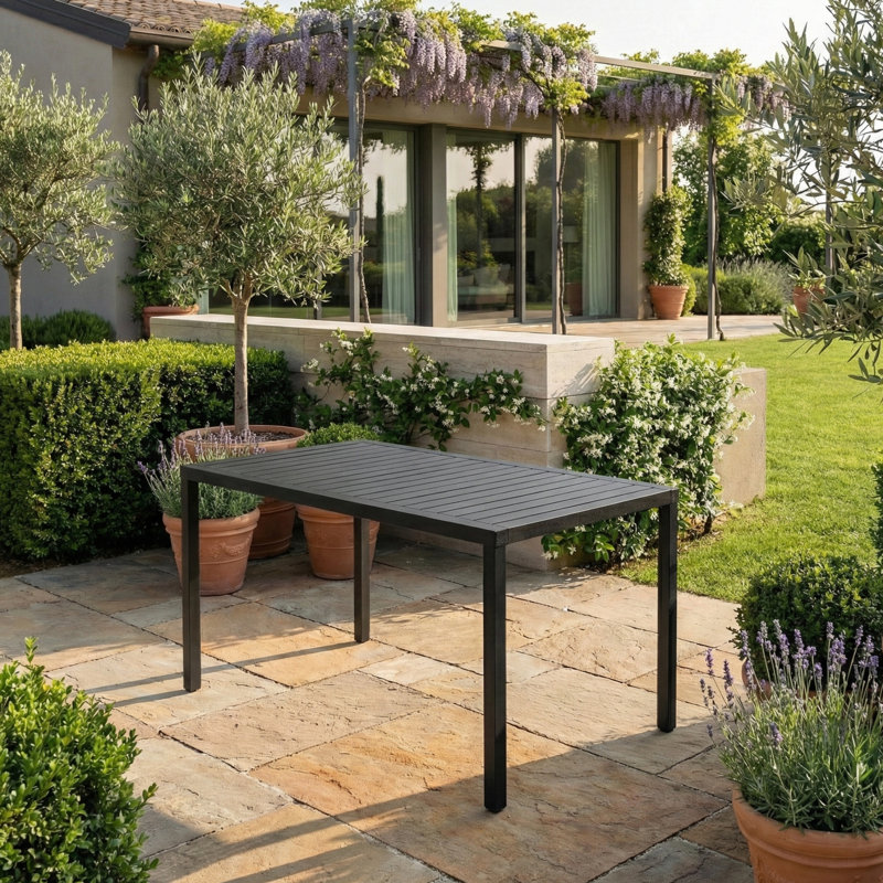 Hilia Square Outdoor Dining Table , 140cm cm W 80cm cm D, Anthracite