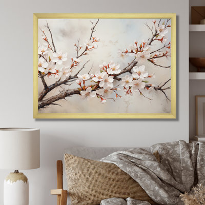Minimalisme beige cerisier en fleurs II - impressions sur toile de cerisier en fleurs