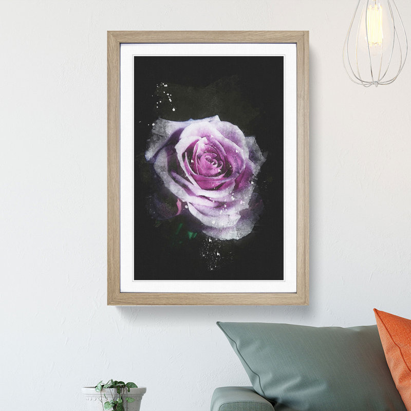 The Pale Purple Rose - Picture Frame Painting Print, 45cm H x 33cm W x 2cm D, Oak Framed