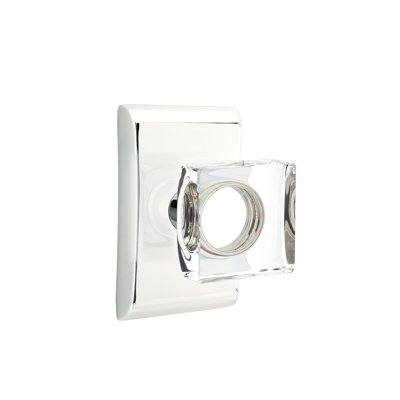 Emtek Privacy Knobset w/ Neos Rosette and Modern Square Glass Knob