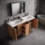 Meuble-lavabo autoportant avec double lavabo en résine SMC, 3 tiroirs, tablettes en U et poignées cachées
