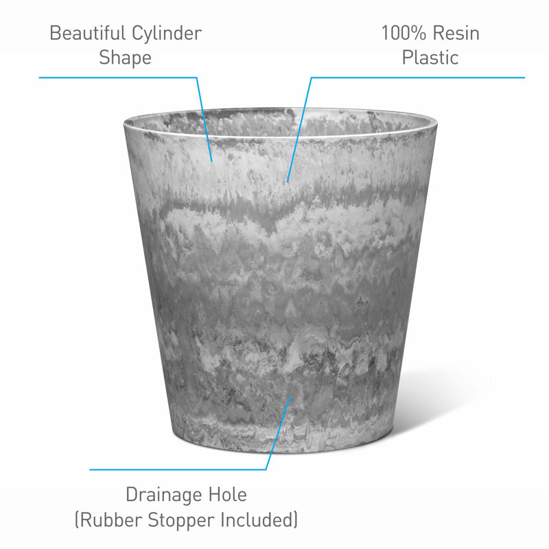 Higold - 12.6 + 10.6 Inch Resin Plant Pot, Modern Columnar Garden Pot, Plant Container, Indoor/outdoor Using, Great Home Decoration, Gift For Birthday, Housewarming, Set Of 2