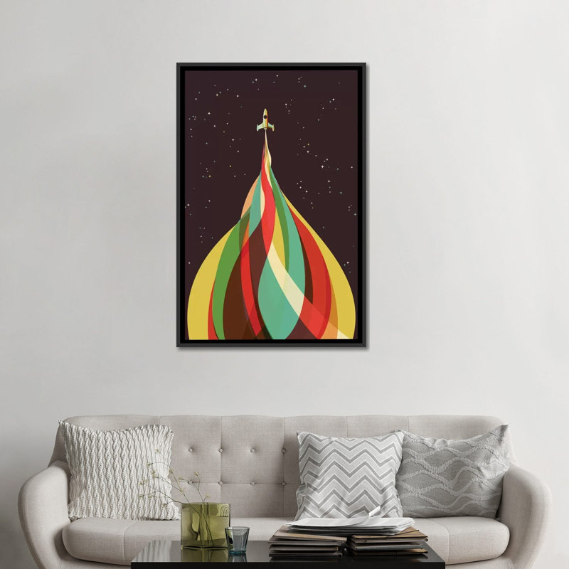 « kaléidoscope », impression sur toile, H 48 po x l 32 po x P 1,5 po, Toile avec cadre noir, Pas de tapis