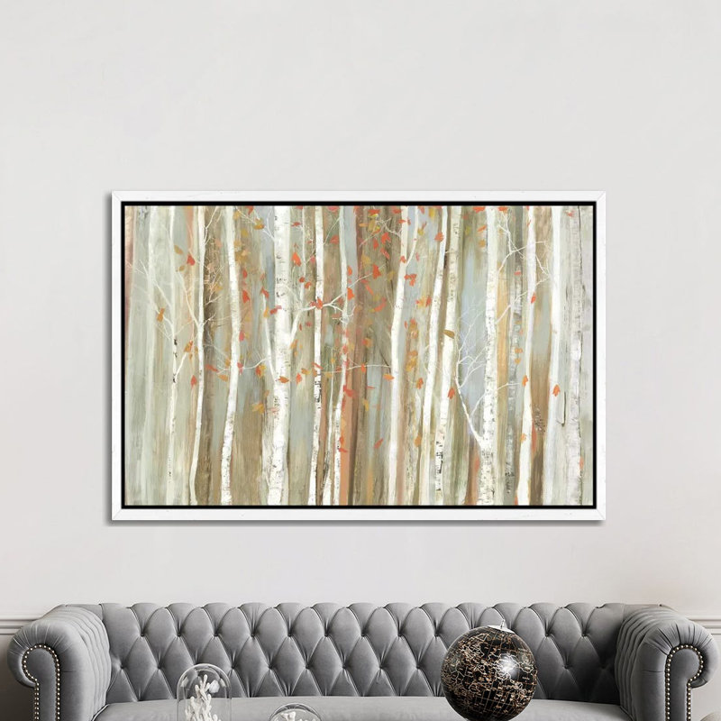 Birch Bark by Allison Pearce - Painting on Canvas, White Framed Canvas, 30.48 cm H x 45.72 cm W