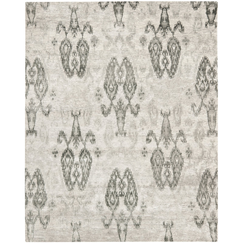 Tapis en viscose / coton noué à la main Stafford argent / gris, Rectangle 6 pi x 9 pi