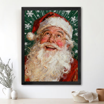 «Black Santa Vintage», art mural encadré noir, impressions de style rétro