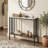 36 Inch Industrial 2 Tier Entryway Console Table With Premium Sintered Stone Tabletop For Foyer Hallway Living Room Apartment