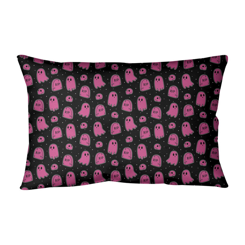 Coussin lombaire intérieur / extérieur Katelyn Elizabeth, Noir / Rose