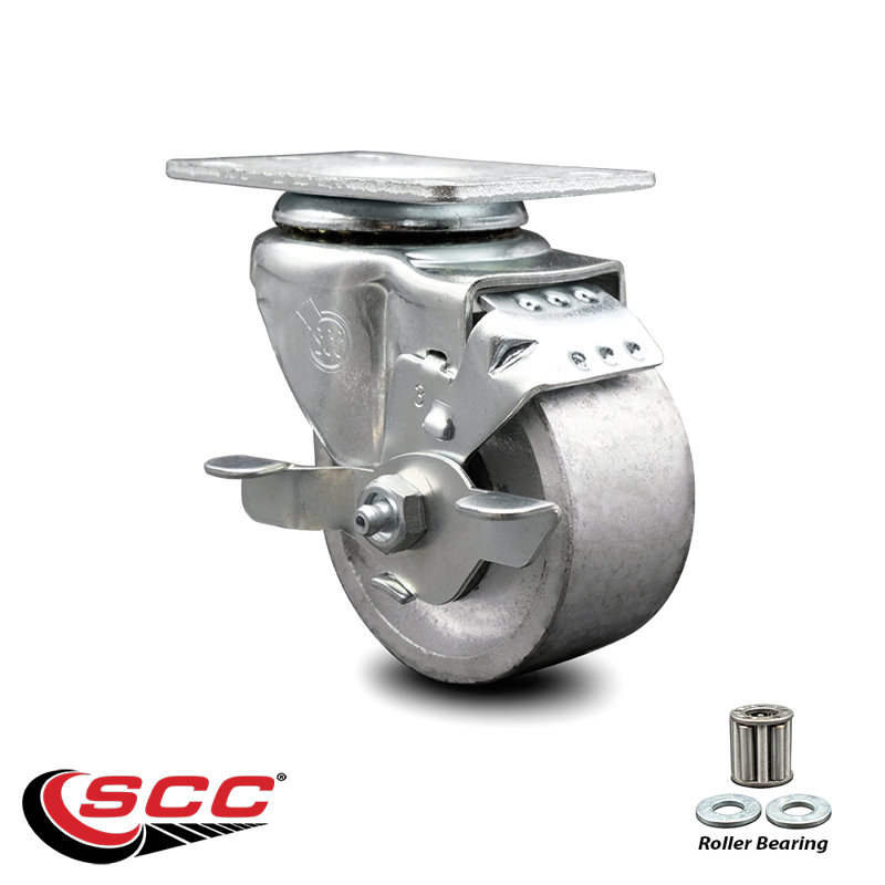 3 Inch Semi Steel Cast Iron Wheel Swivel Top Plate Caster with Brake SCC|SCC-20S315-SSR-TLB-TP2