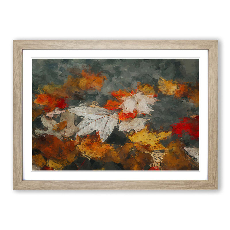 Leaves in Autumn in Abstract - Picture Frame Graphic Art Print, 36cm H x 48cm W x 2cm D, Oak Framed