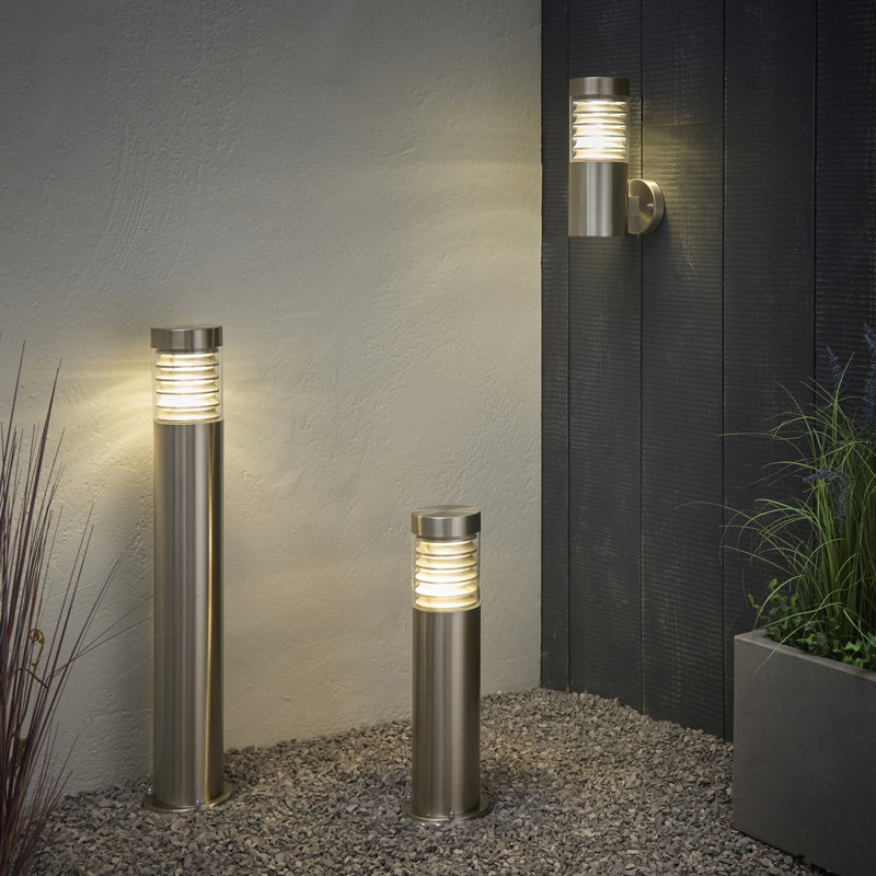 Pellen Stainless Steel 29.5cm H Integrated LED Outdoor Armed Sconce with Dusk to Dawn