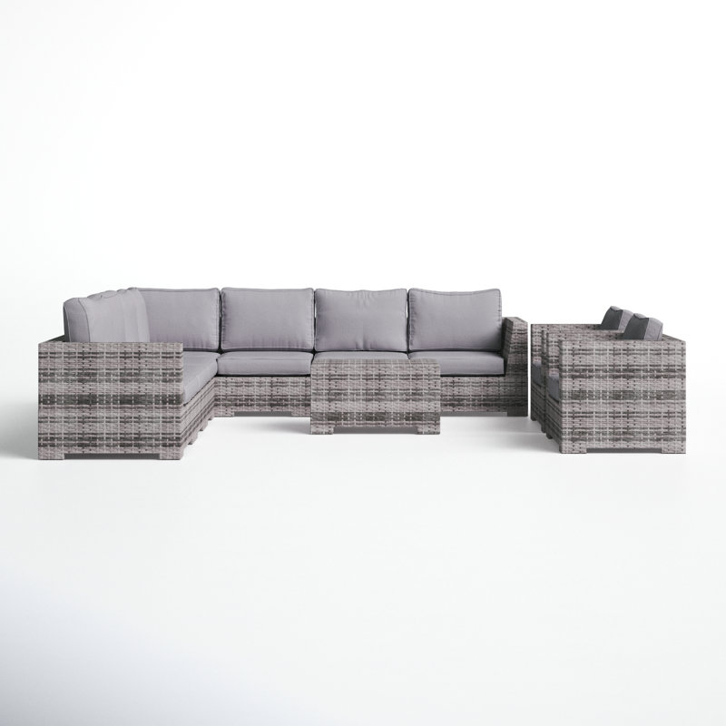 Caron Wicker Fully Assembled 8 - Person Seating Group with Cushions