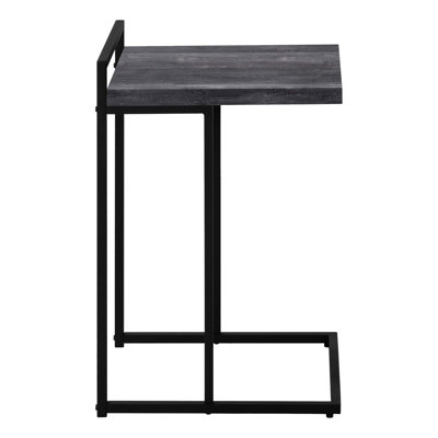 C-Shaped Accent Table With Laminate Top And Metal Base For Living Room And Bedroom, Modern And Contemporary Design