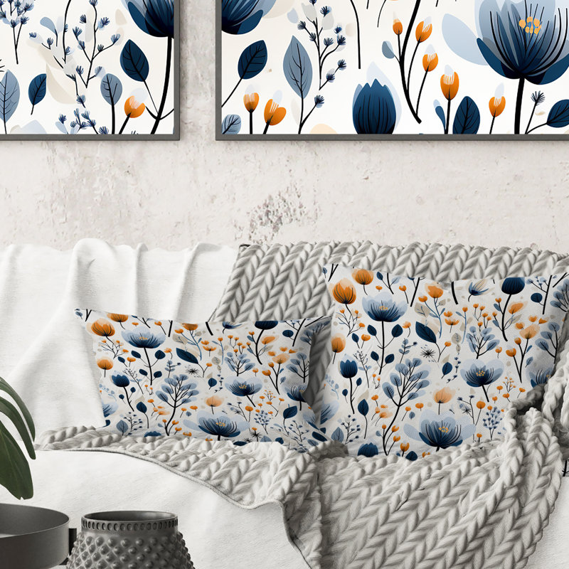 Motif floral bleu et blanc Cottage - imprimé floral