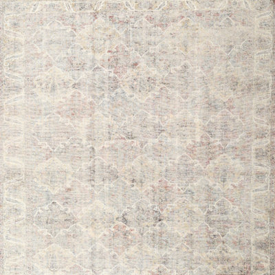 Tapis géométrique en laine beige clair