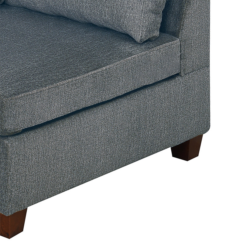 Canapé modulaire 5 pièces avec repose-pieds Cruz, Chenille grise