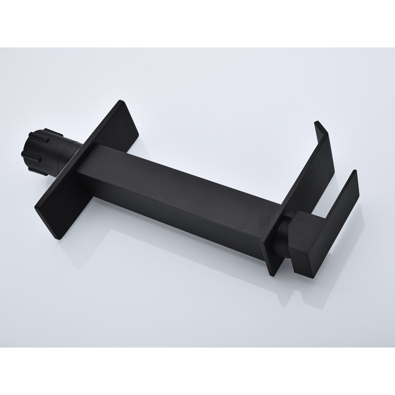 Waterfall Spout Bathroom Faucet With Pop-Up Drain In Matte Black, Stainless Steel For A Remodel Sink Drain, Black Finish Graceful