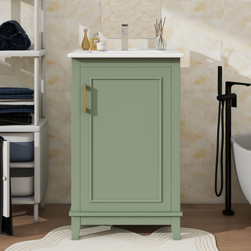 Ensemble de meuble-lavabo classique et lavabo en céramique Classic, Vert