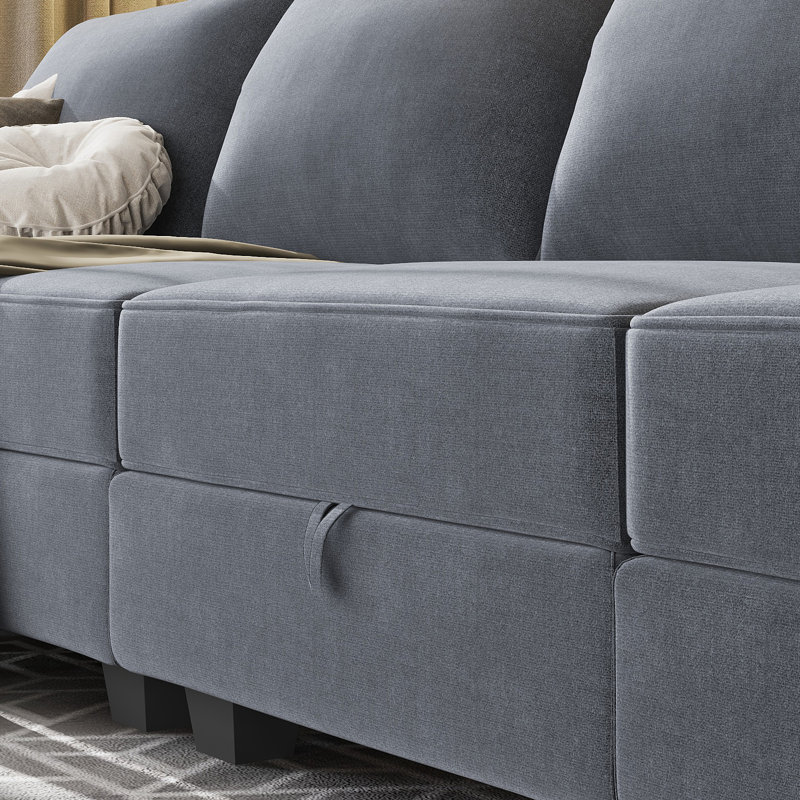 Canapé modulaire en U Coss, 100% polyester gris bleuâtre