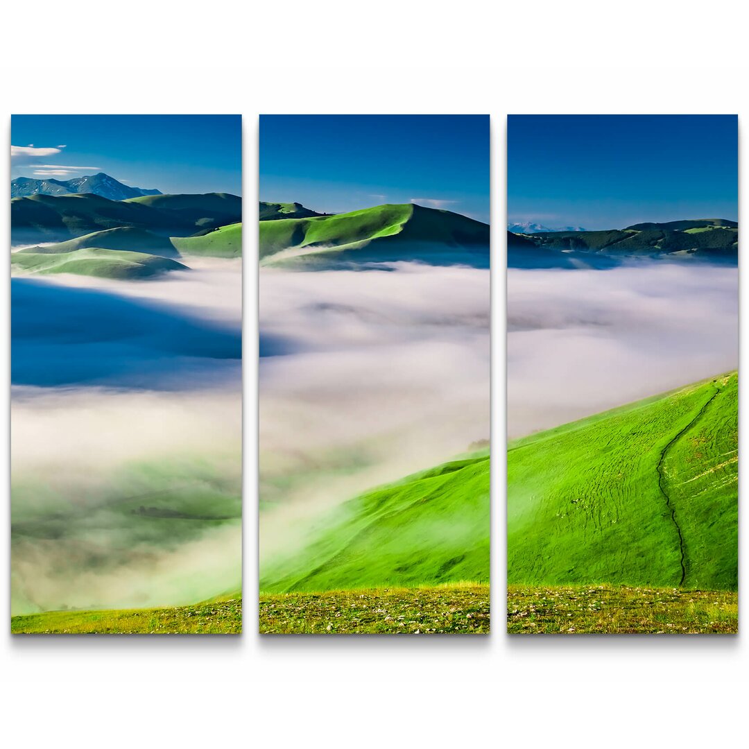 3-tlg. Leinwandbilder-Set Nebel in Castelluccio - Umria, Italien