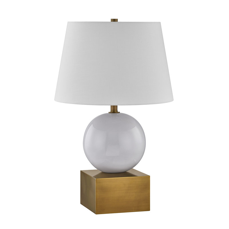 Brumfield 1-Light Table Lamp, Brown/White