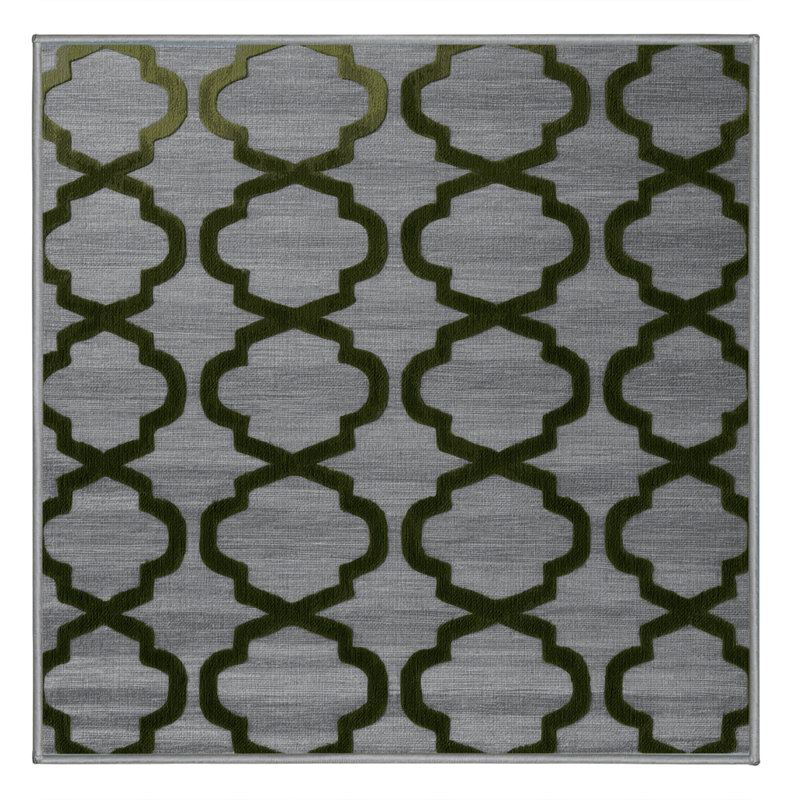 Machine Washable Trellis Gray Area Rug, Square 3'