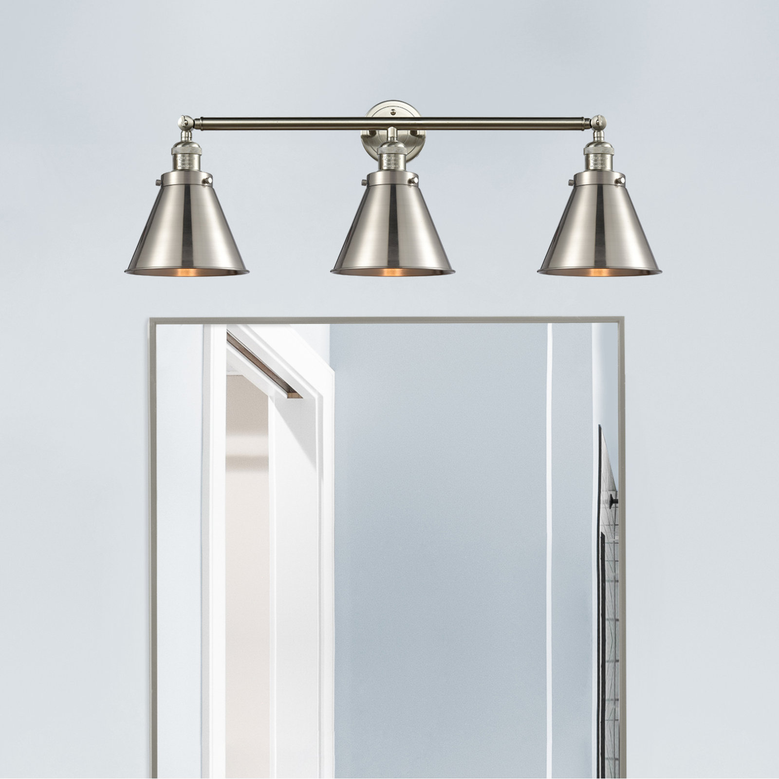 Rouvin 3 Light Dimmable Vanity Light, Brushed Satin Nickel