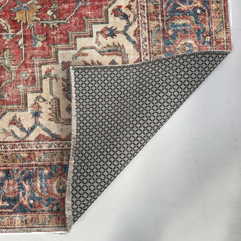Rouge brique bourgogne marine Boho coton lavable rétro chenille kilim base de coton anti-dérapant kilim, Rectangle 4' x 5'11"