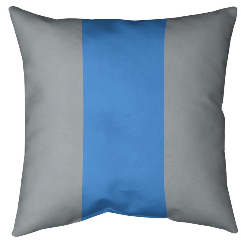 Coussin décoratif d'intérieur/d'extérieur, 18 po x 18 po, Gris / Bleu