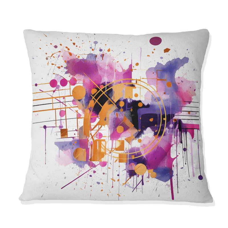 Coussin décoratif imprimé abstrait mauve et mauve II