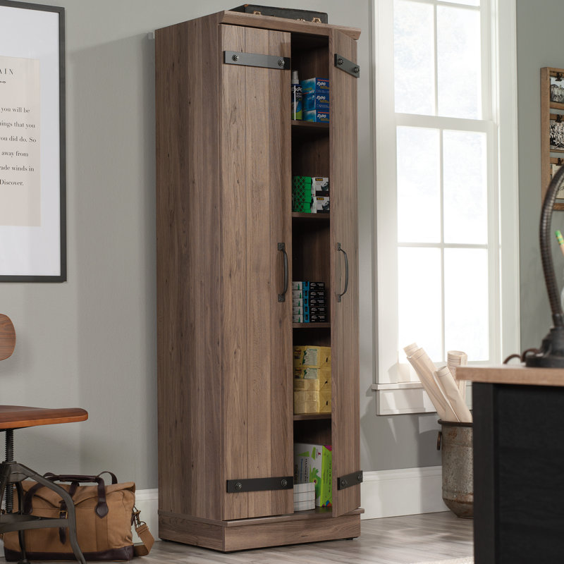 Oakham 23.31'' Wide 4 - Shelf Storage Cabinet with Cable Management, Salt Oak