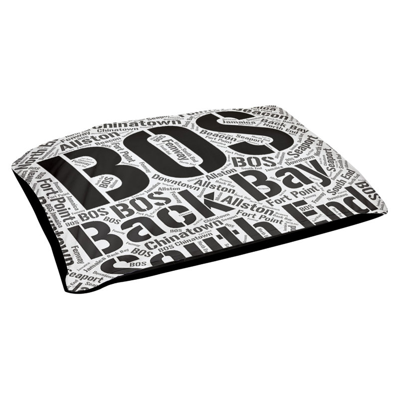 Coussin de chien « districts », Grand (l 40 po x P 30 po x H 14 po), Noir, Boston
