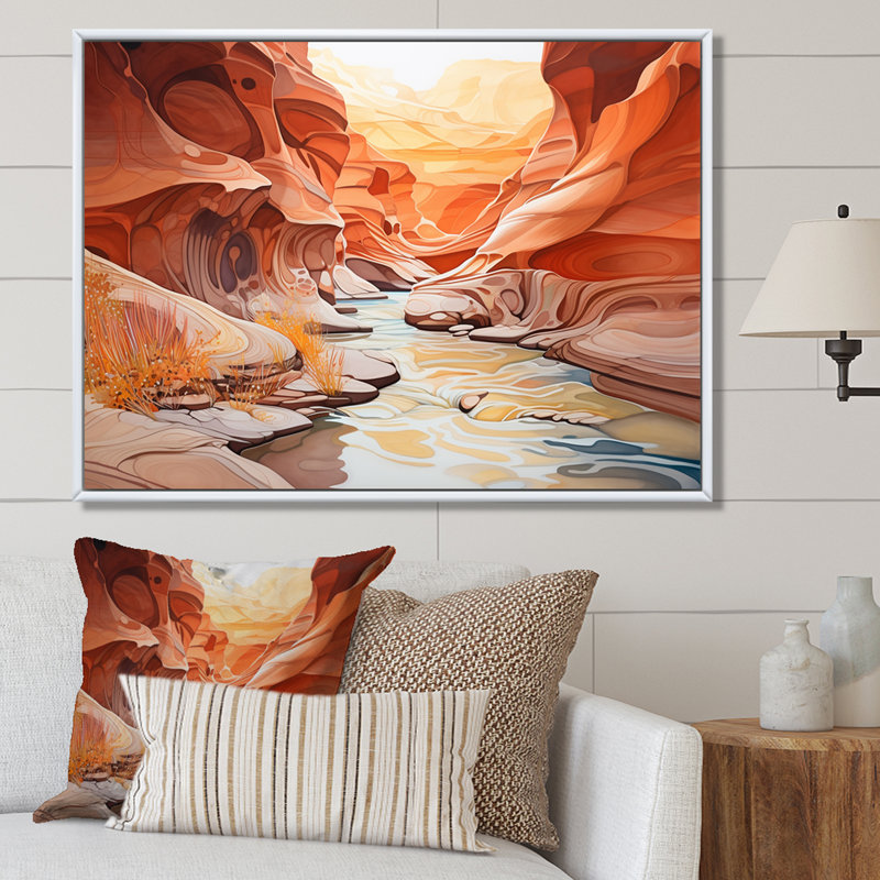 Canyon Antelope liquide Art V - Canyon, reproduction d'art sur toile encadrée, Cadre naturel flottant