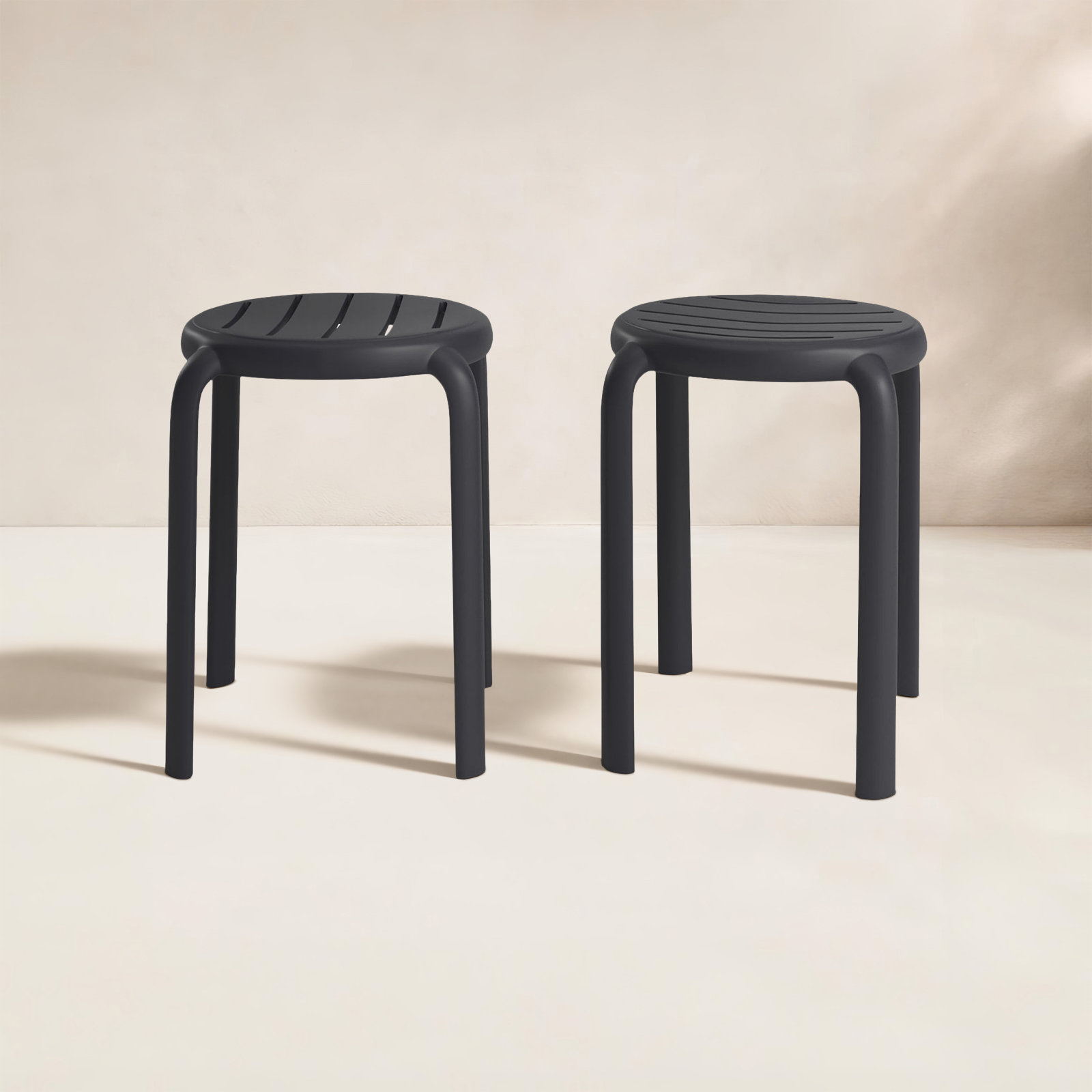 Aragons Stackable Patio Side Chair, Black