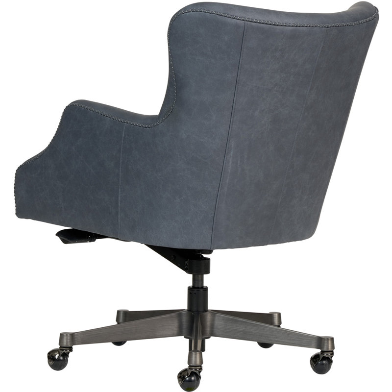 Fauteuil de direction en cuir bleu Kelson