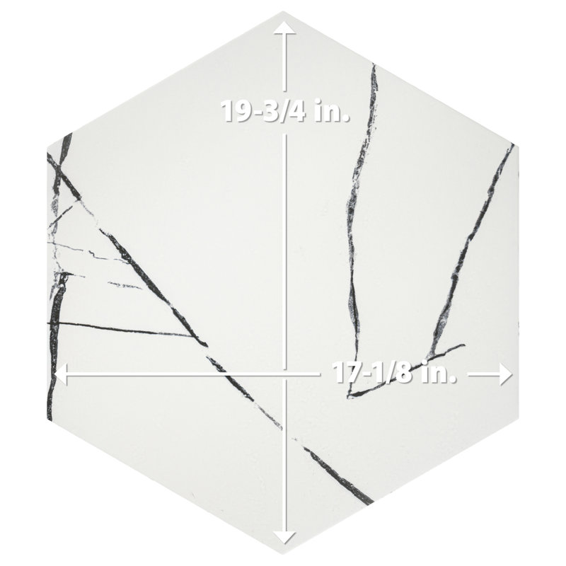 Visium Hex 17" x 20" Porcelain Marble Look Floor and Wall Tile