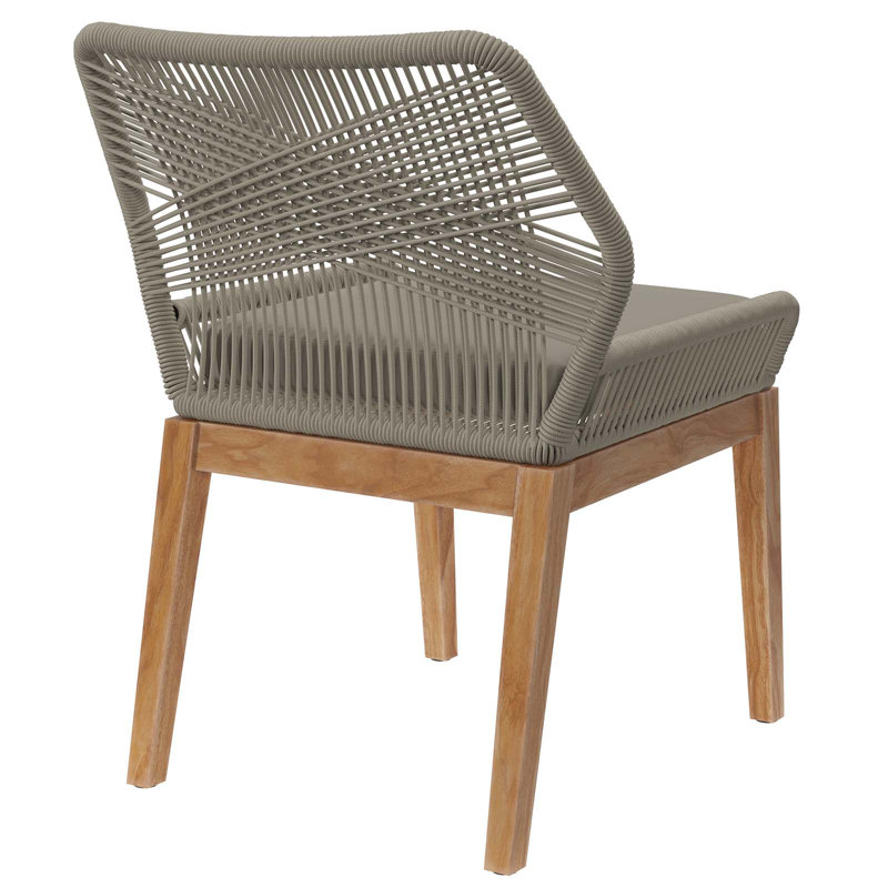 Wellspring Gray Teak Wood Dining Chair with Cushions